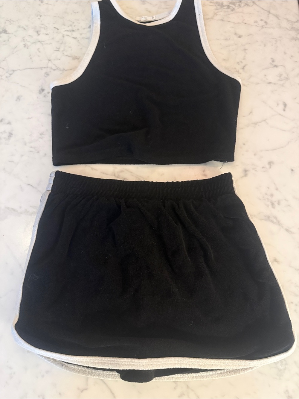 Black Two-Piece Women's Skort Set with White Trim